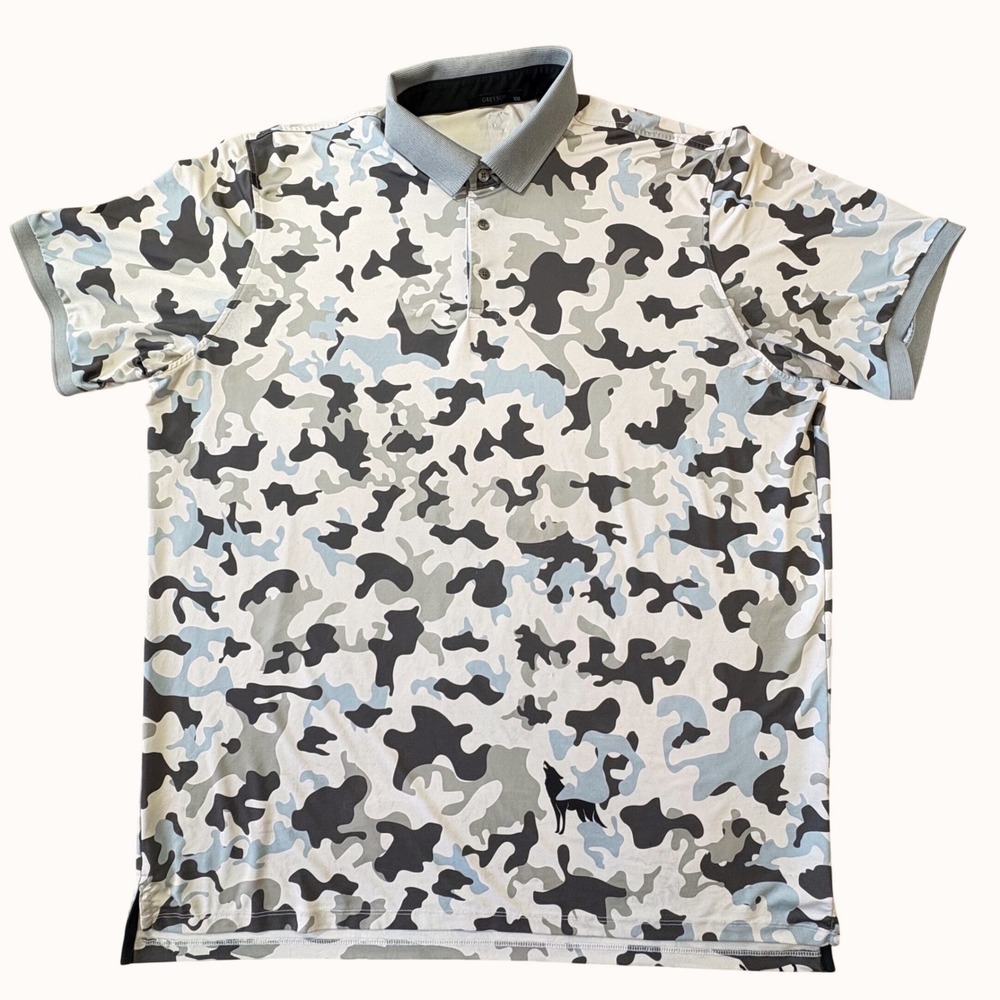 Greyson Camo Golf Polo Mens XXL Gray Blue Arctic Camouflage‎ Performance Shirt
